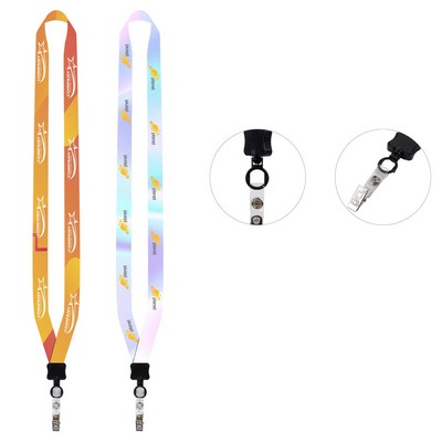 Sublimated Lanyard with Clamshell and Bulldog Clip